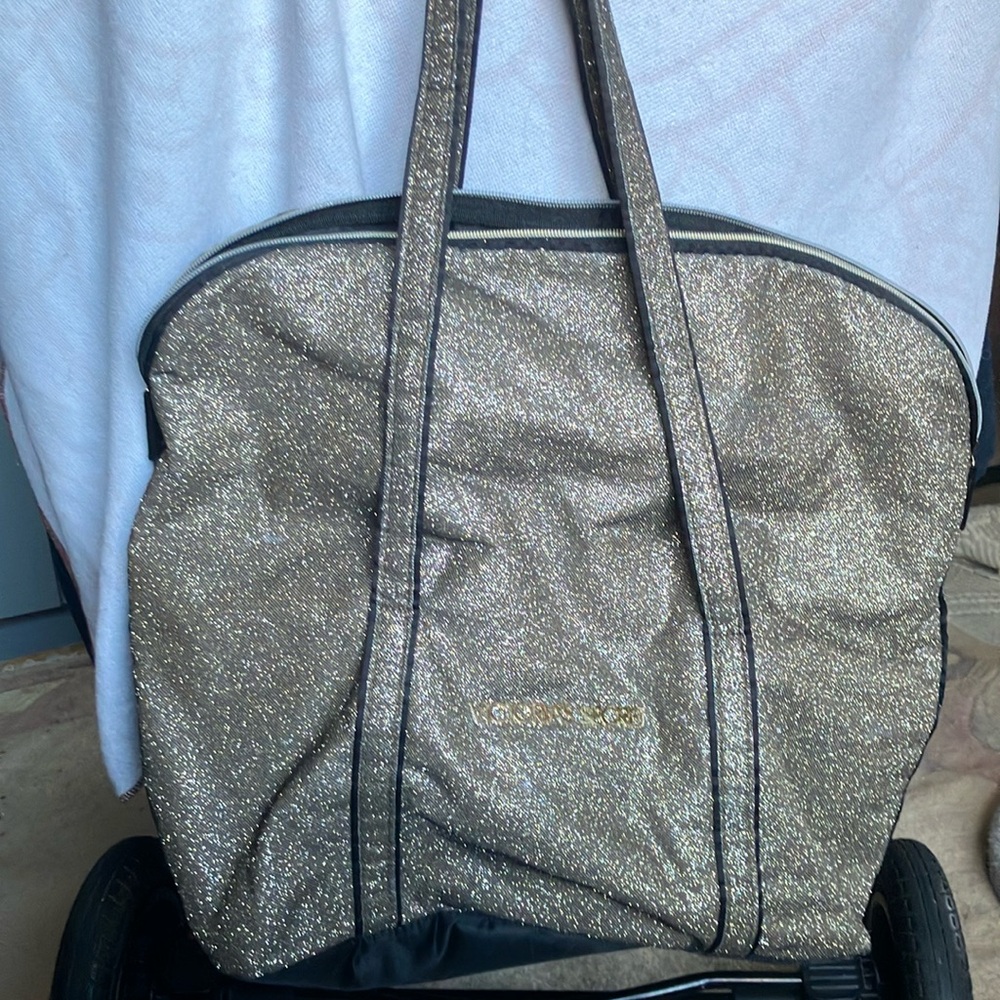 Victoria's Secret Gold Tote Bag with Structured Design